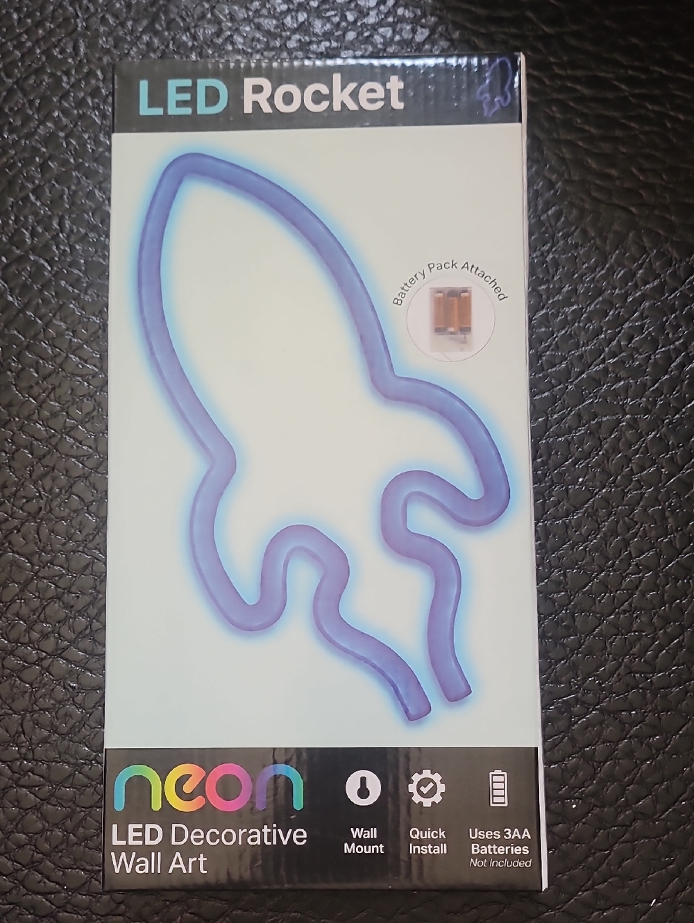 Neon LED Space Rocket Battery Operated Decorative Wall Art